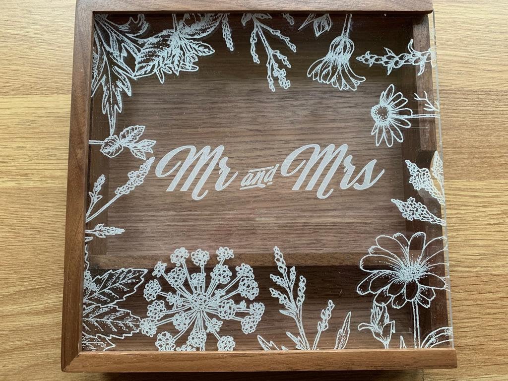 Resplendent Aurora | Personalised Wedding Memories Flash Drive USB Stick With Large Wooden Box in Maple or Acrylic, 4GB, 8GB, 16GB, 32GB, 64GB with Wild flowers