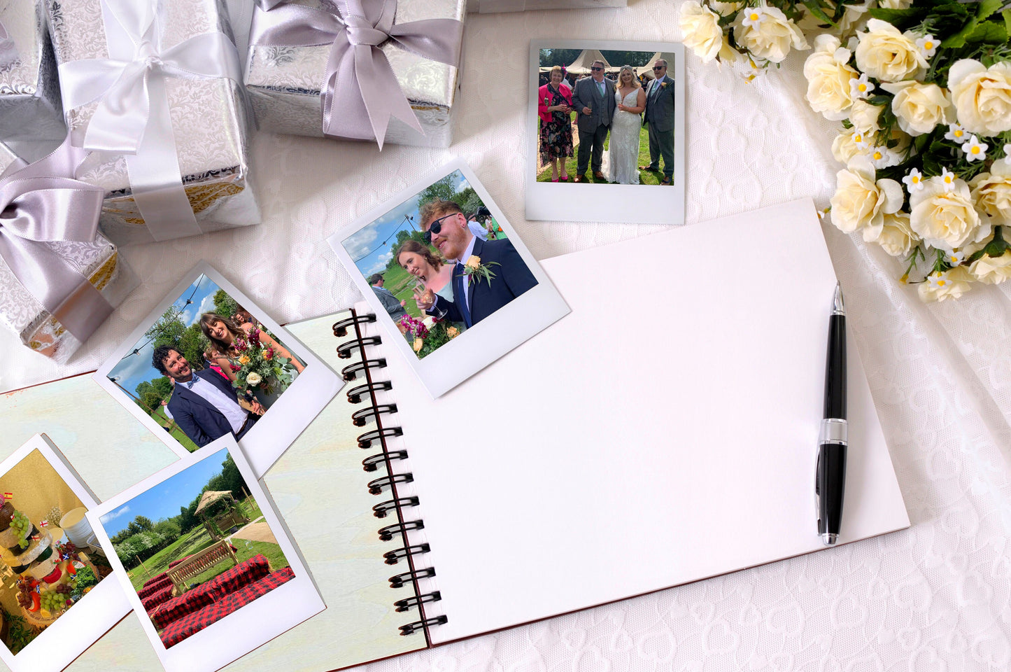 Personalised Engraved Wooden Wedding Guest Book with Bold Names, Wedding Photo Book, Wedding Photo Album, Wedding Gift, - Resplendent Aurora