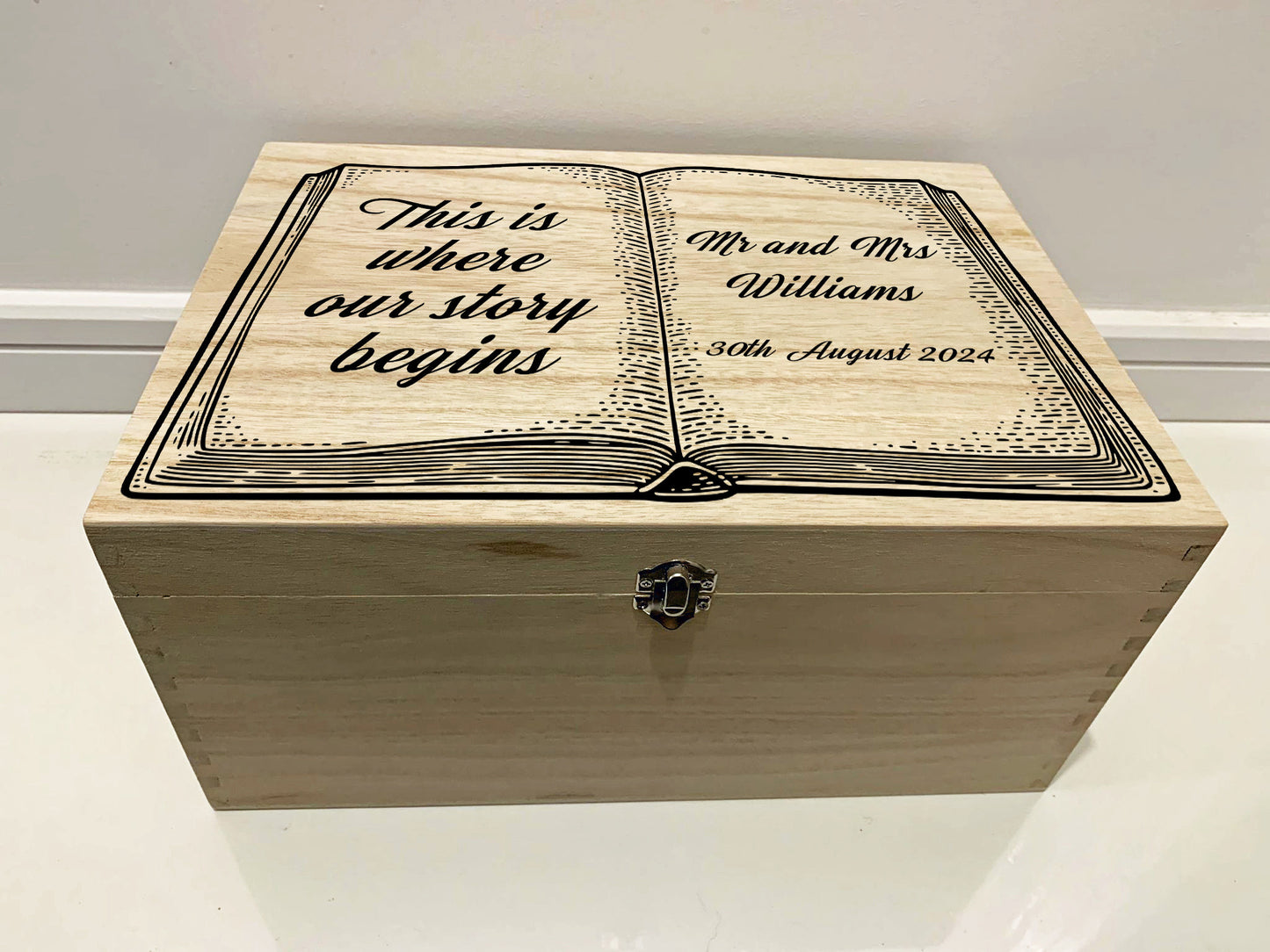 Resplendent Aurora | Personalised Wedding Keepsake Box with Fairy tale Book