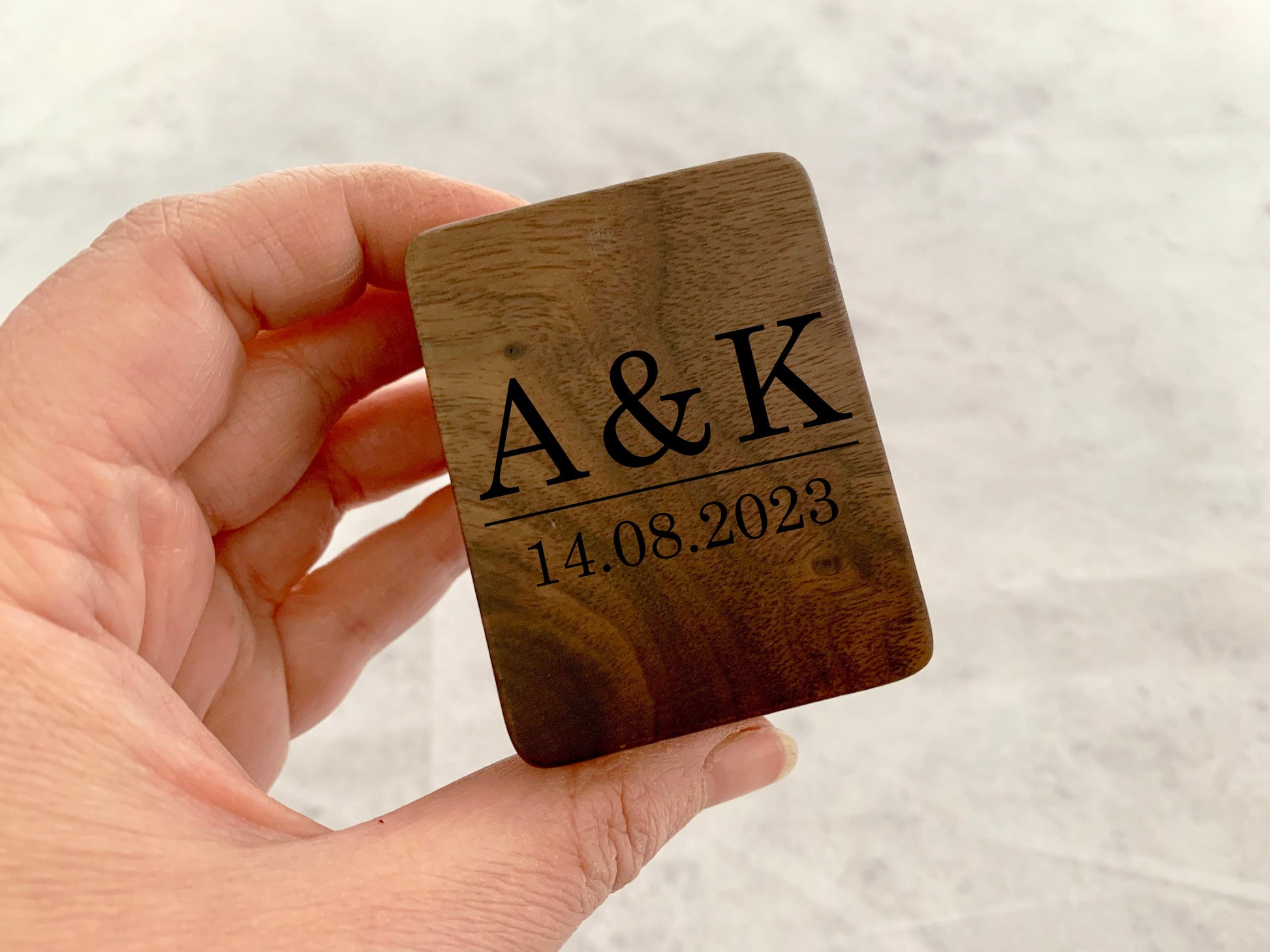 Personalised Rectangle Engraved Wooden Wedding Ring Box, Engagement Ring Box with Initials, Anniversary Gift - Resplendent Aurora