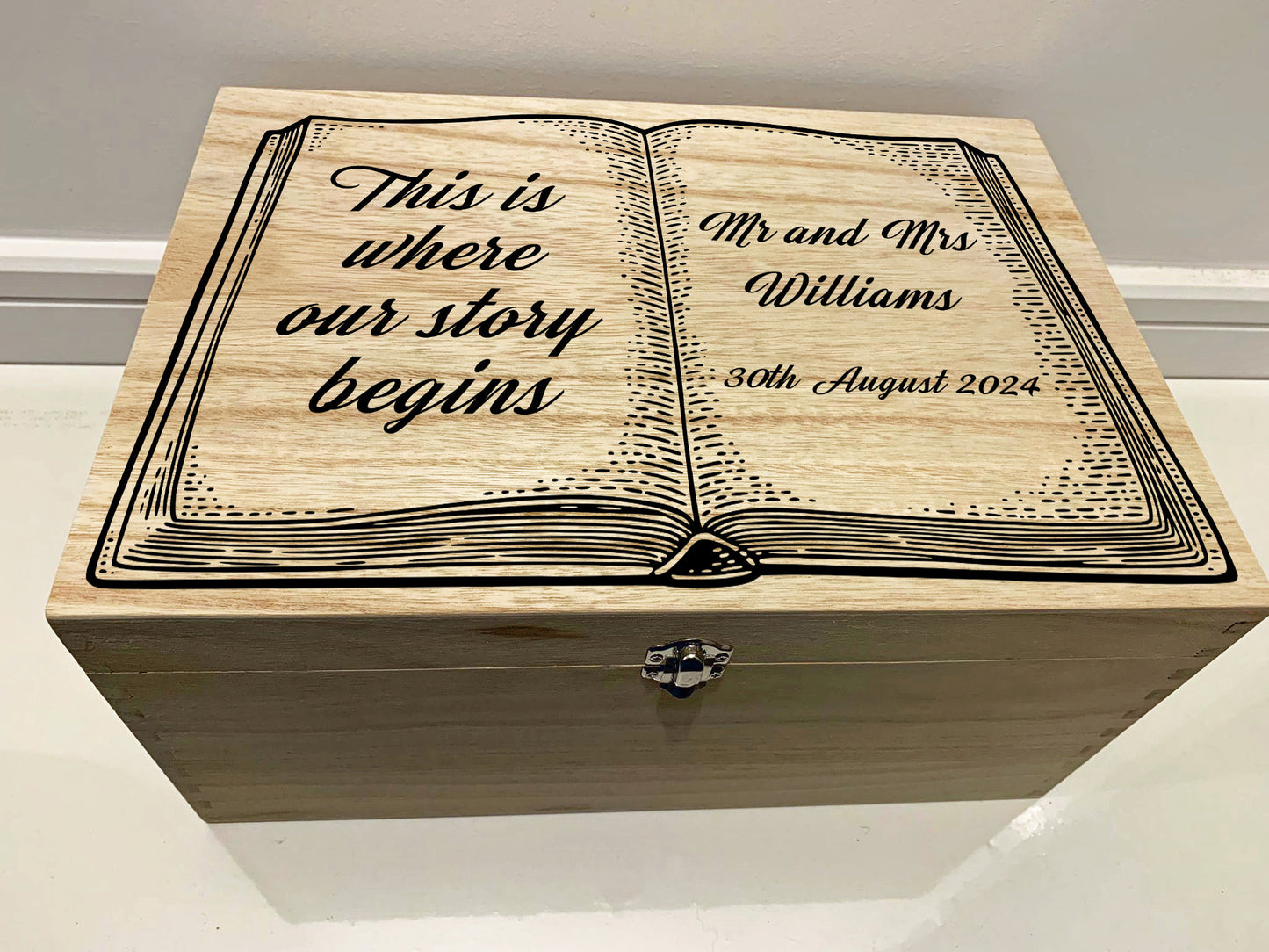 Resplendent Aurora | Personalised Wedding Keepsake Box with Fairy tale Book