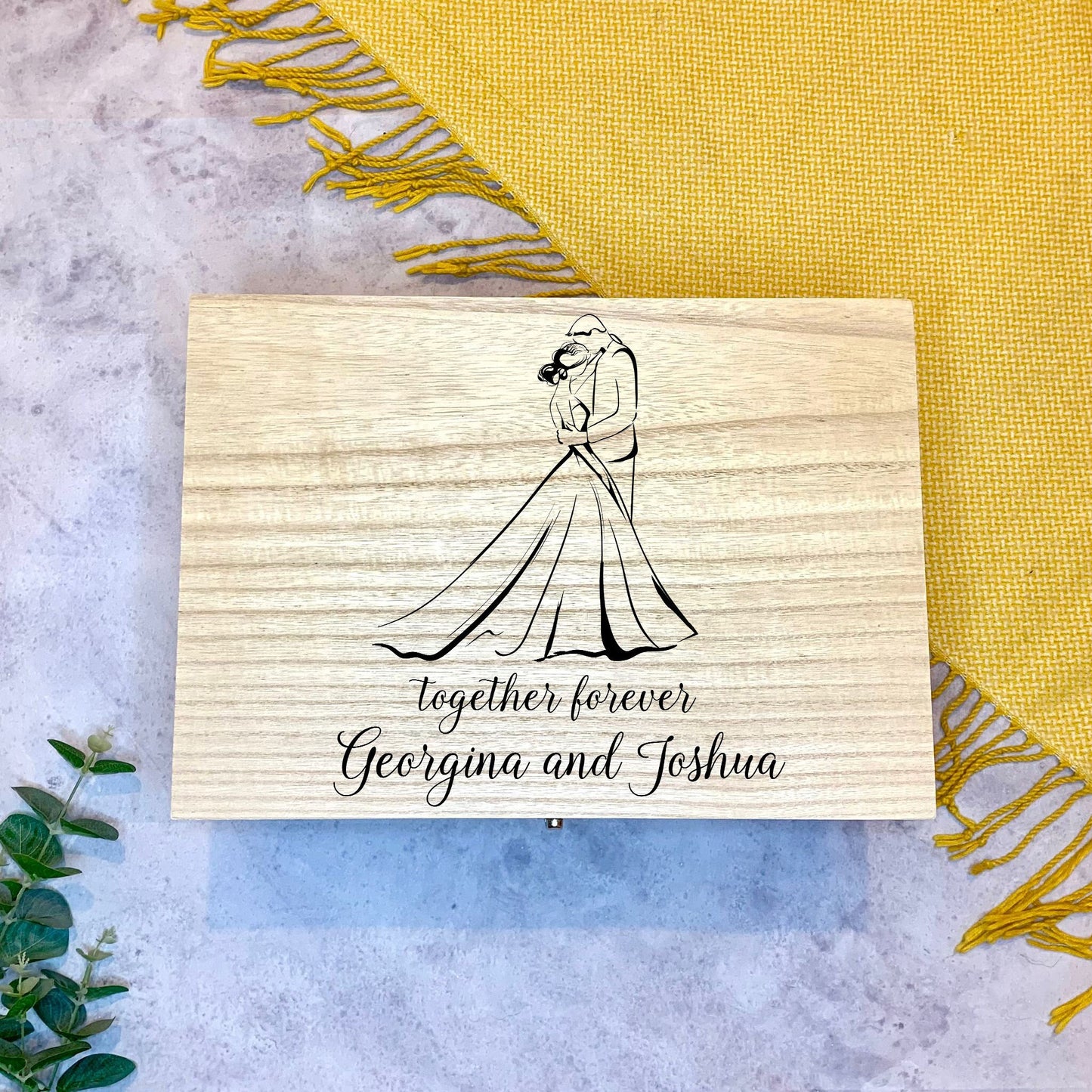 Resplendent Aurora | Personalised Wedding Keepsake Box with Bride and Groom