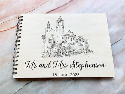 Personalised Engraved Wooden Wedding Guest Book with Personalised Wedding Venue, Wedding Photo Book, Wedding Photo Album, Wedding Gift, - Resplendent Aurora