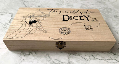 Personalised Engraved DnD Dungeons and Dragons This Could Get Dicey Ranger Dice Box - Resplendent Aurora