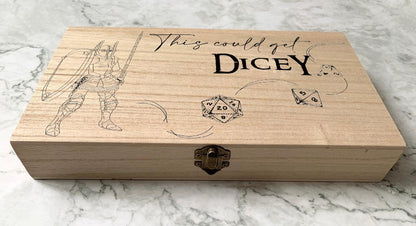 Personalised Engraved DnD Dungeons and Dragons This Could Get Dicey Fighter Dice Box, Paladin Dice Box, Knight Dice Box - Resplendent Aurora