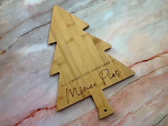All I Want For Christmas is Mince Pies, Christmas Tree Board, Mince Pie Serving Tray - Resplendent Aurora