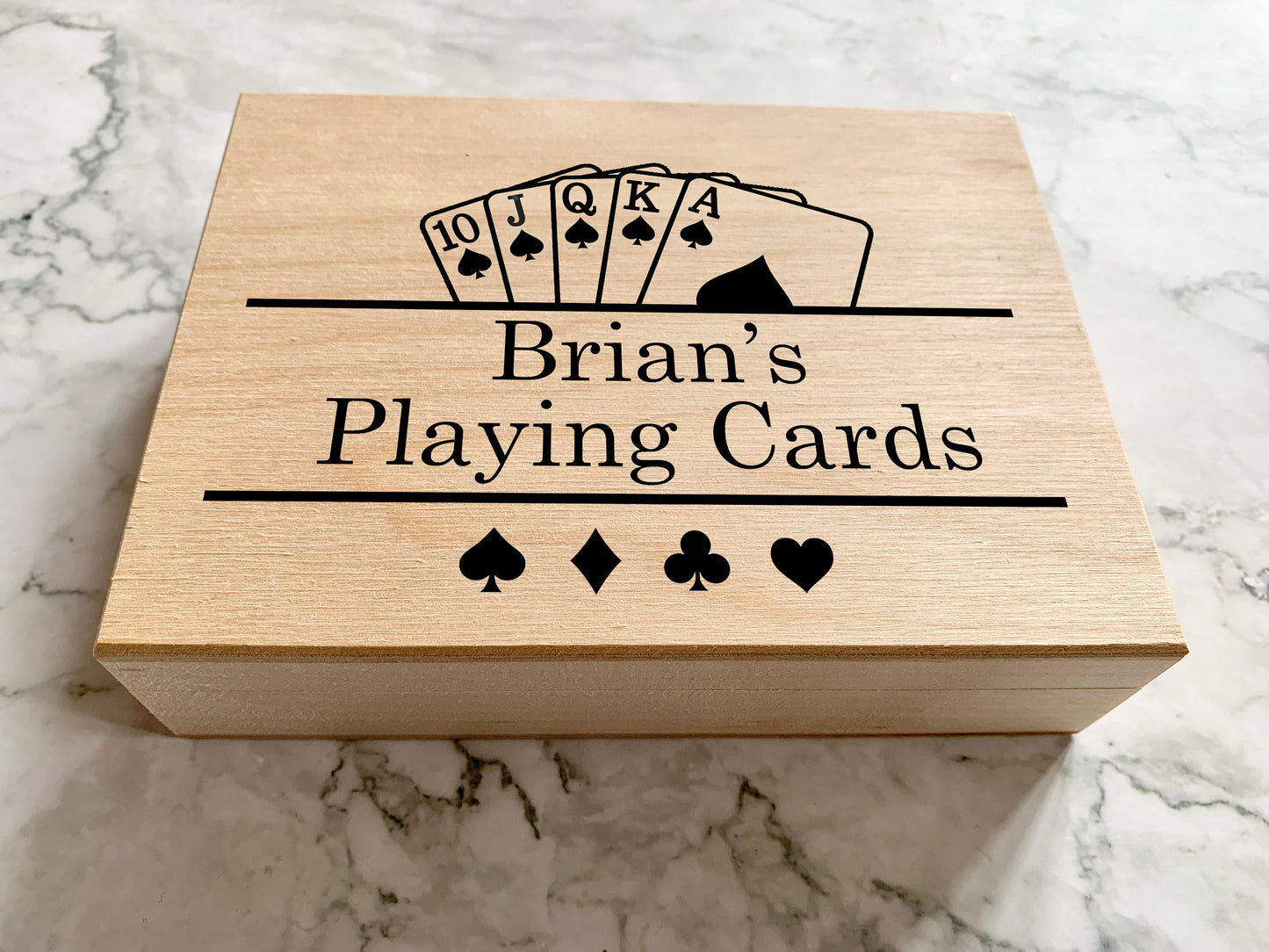 Resplendent Aurora | Personalised Engraved Wooden Playing Card Box, Trading Card Box with Playing Card Monogram