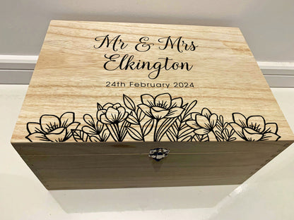 Resplendent Aurora | Personalised Wedding Keepsake Box with Spring Crocus