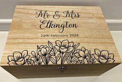 Resplendent Aurora | Personalised Wedding Keepsake Box with Spring Crocus