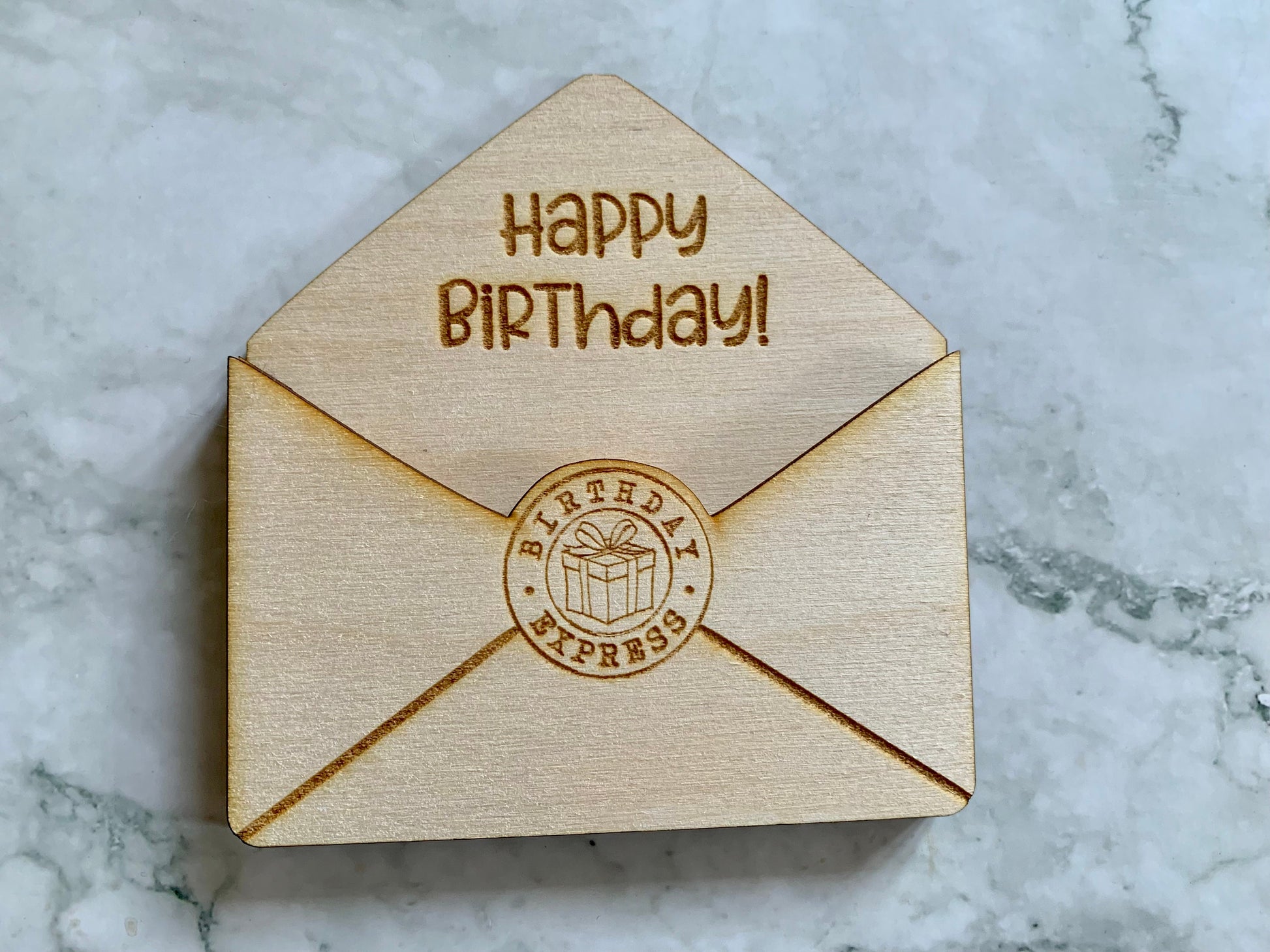 Personalised Engraved Happy Birthday Envelope Gift Card Holder - Resplendent Aurora