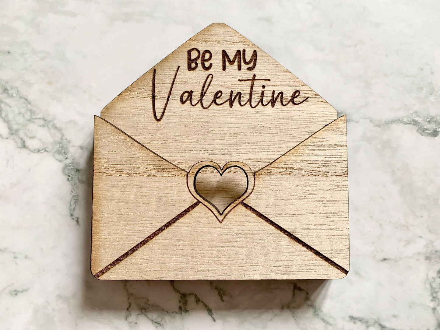 Resplendent Aurora | Personalised Engraved Valentines Envelope Gift Card Holder with Heart cut out