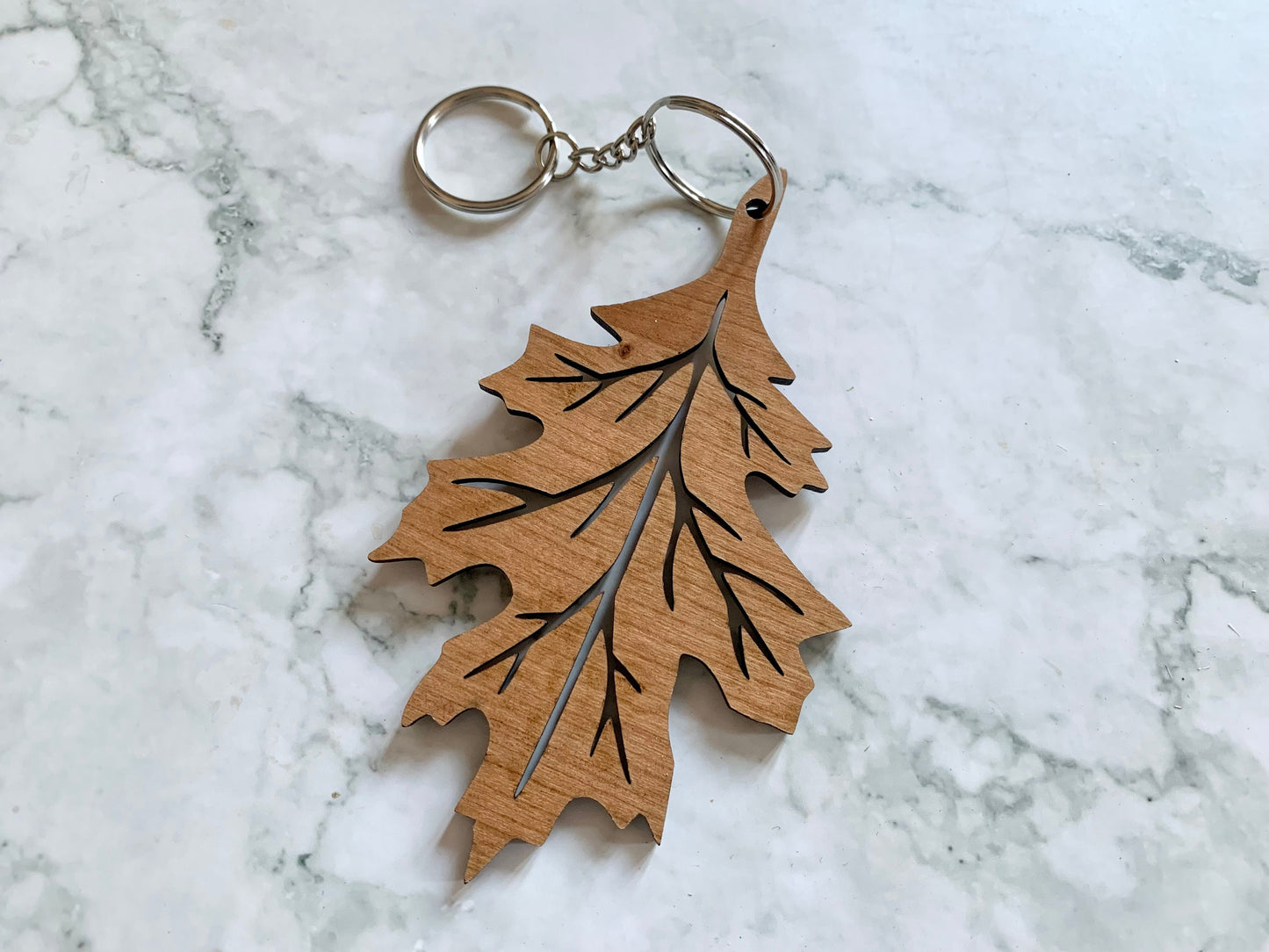 Resplendent Aurora | Wooden Leaf Keyring, Oak leaf keyring, Maple leaf keyring