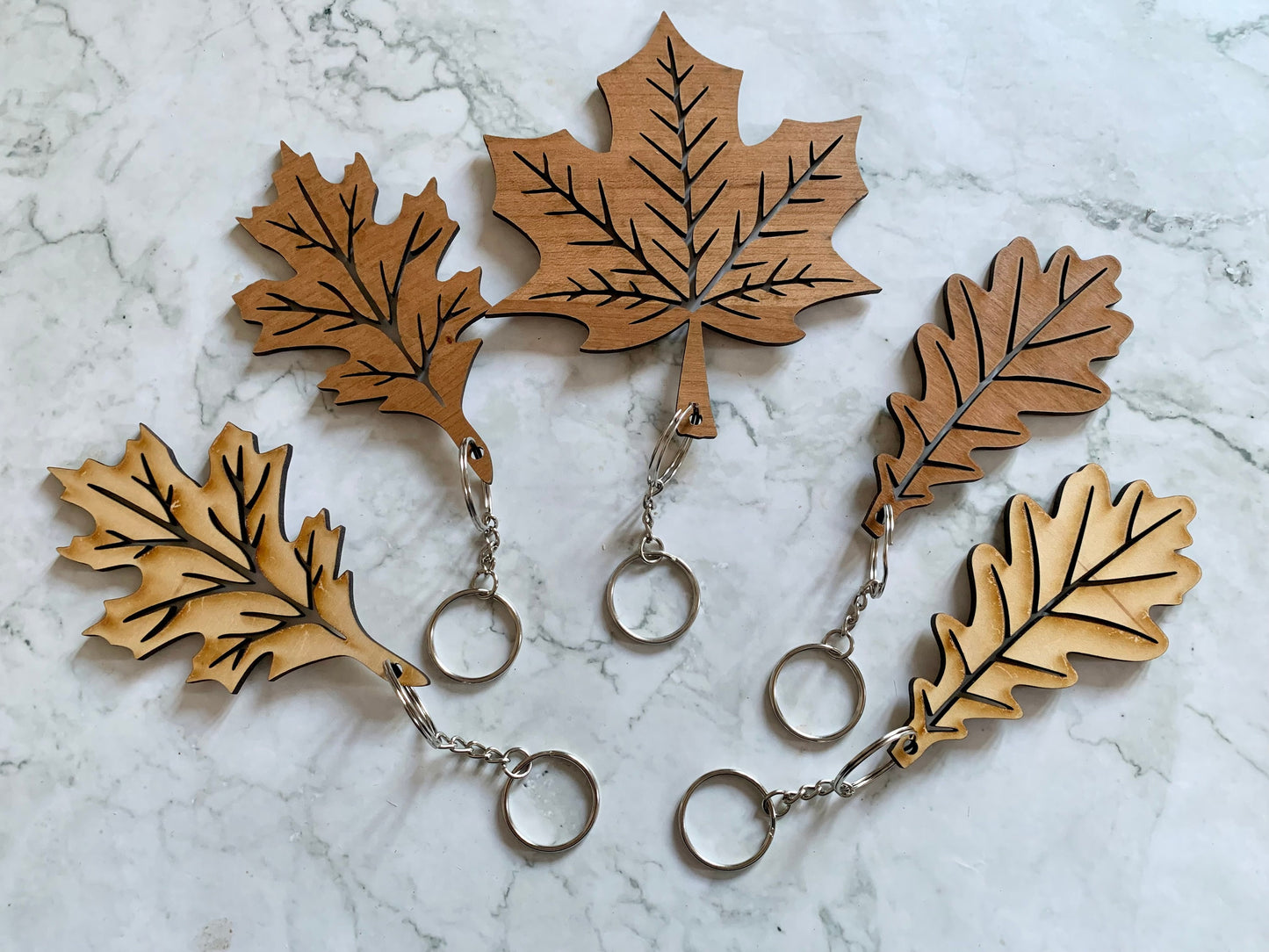 Resplendent Aurora | Wooden Leaf Keyring, Oak leaf keyring, Maple leaf keyring