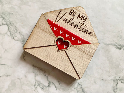 Resplendent Aurora | Personalised Engraved Valentines Envelope Gift Card Holder with Heart cut out