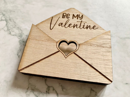 Resplendent Aurora | Personalised Engraved Valentines Envelope Gift Card Holder with Heart cut out