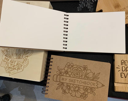 Personalised Engraved Board A5 Plain Paper Sketchbook, Sketch Book, Doodles, Drawing, Art Pad - Resplendent Aurora