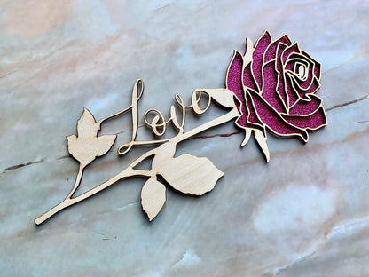 Resplendent Aurora | Personalised Engraved Wooden Valentine's Day Rose, Date Night Flowers, Wooden Rose