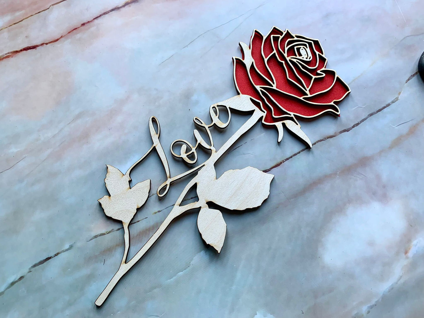 Resplendent Aurora | Personalised Engraved Wooden Valentine's Day Rose, Date Night Flowers, Wooden Rose