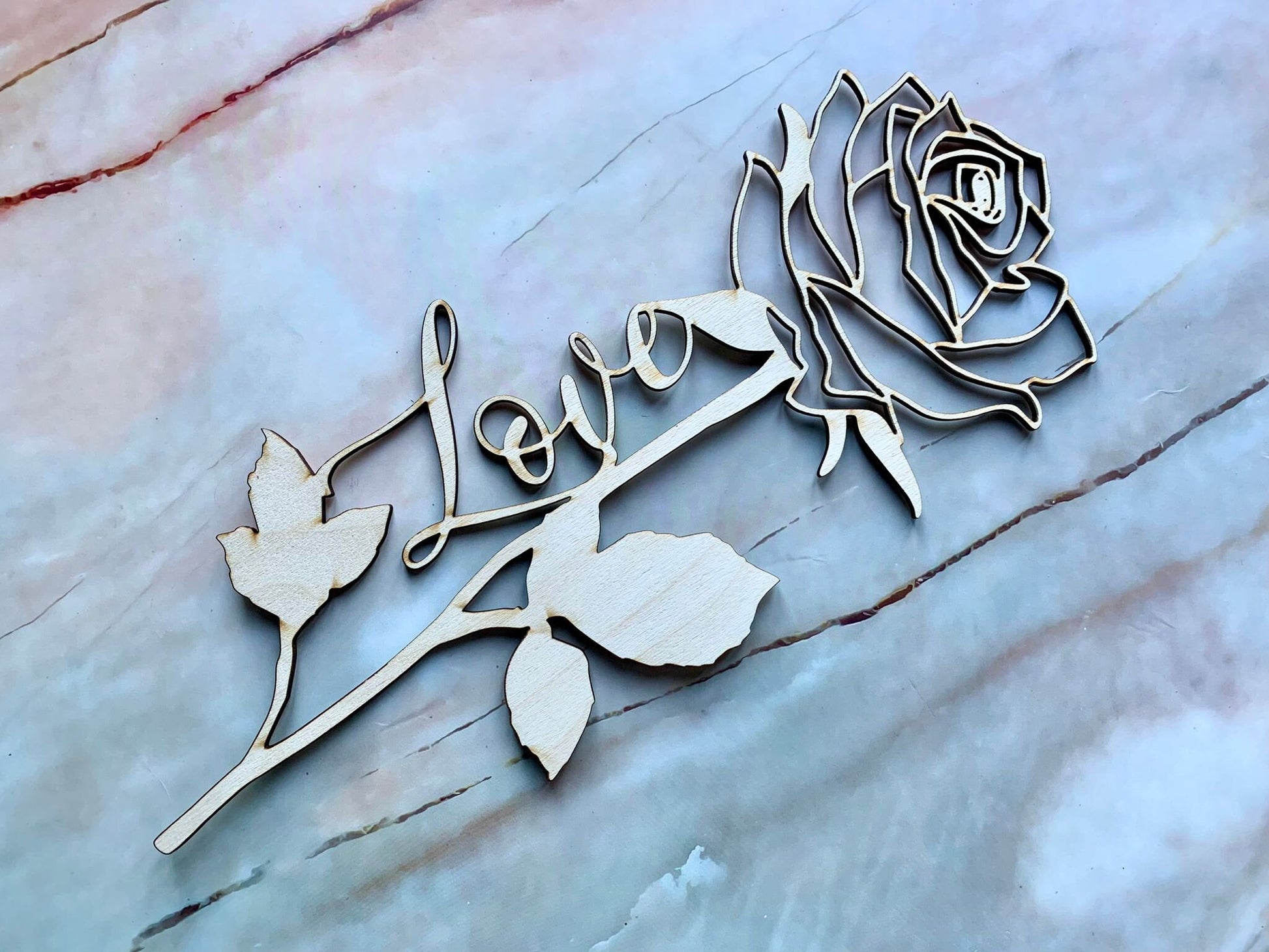 Resplendent Aurora | Personalised Engraved Wooden Valentine's Day Rose, Date Night Flowers, Wooden Rose