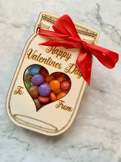 Resplendent Aurora | Personalised Engraved Wooden Valentine's Day Gift, Mason Jar, Date Night Gift, Romantic Gift, Engraved Gift for Chocolates or Biscuits