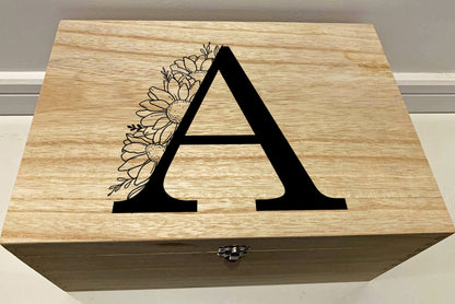 {product_vendor} | Personalised Keepsake Box with Initial and Sunflowers