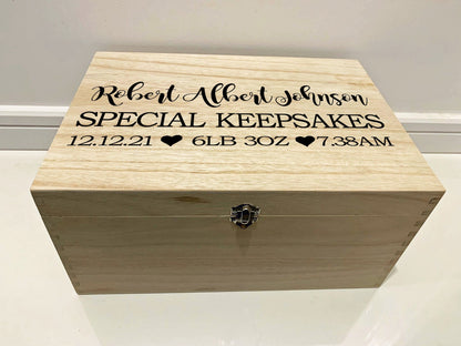 Resplendent Aurora | Personalised Baby Keepsake Box with Hearts