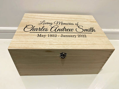 Large Personalised Engraved Wooden Loving Memories Bereavement Keepsake Box - Resplendent Aurora