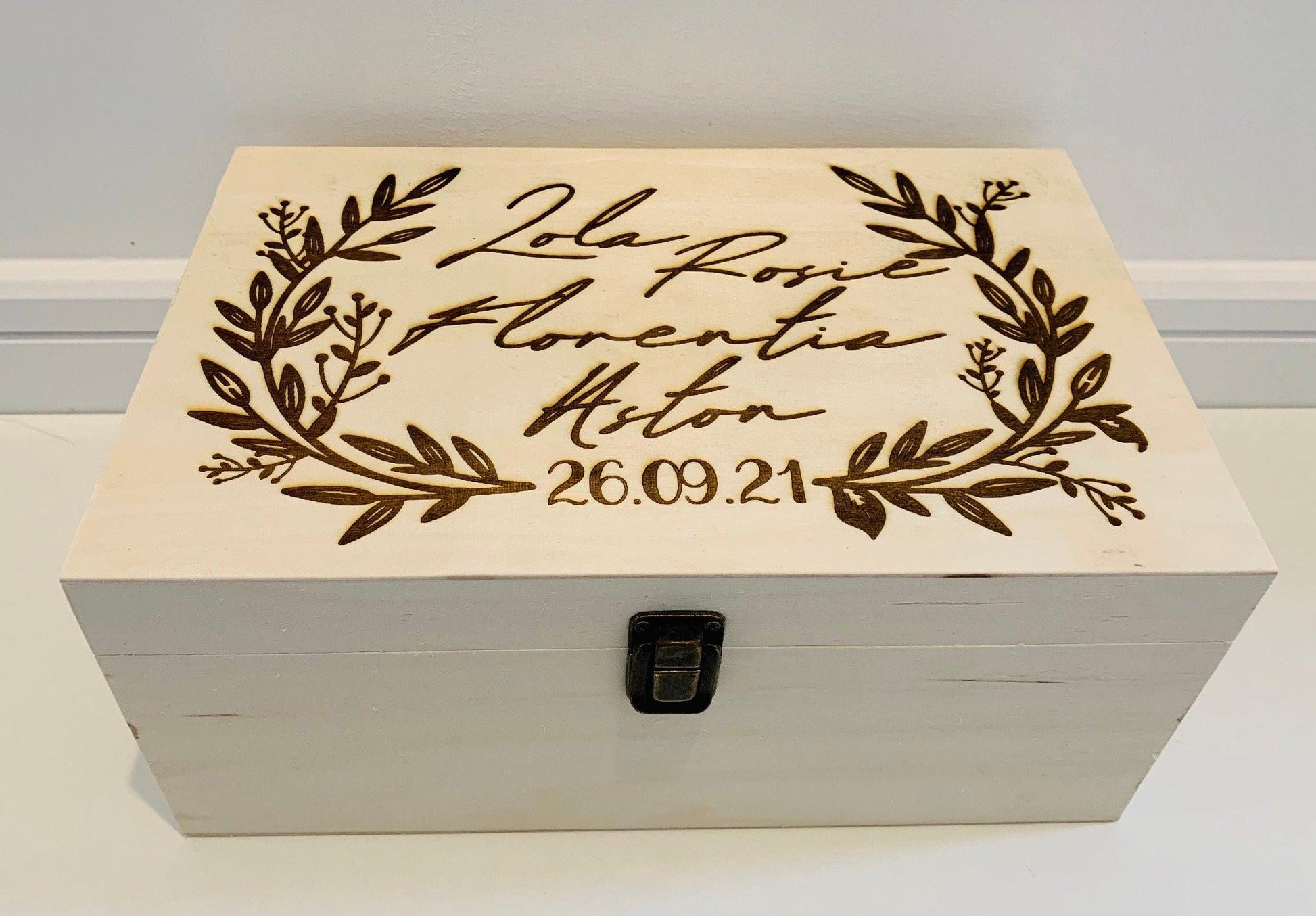 Large Personalised Engraved Wooden Memory Box - Resplendent Aurora