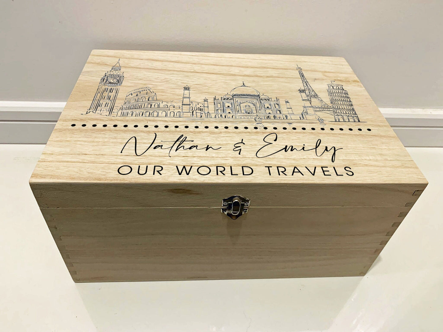 Resplendent Aurora | Personalised Travel Memory Box with Famous Landmarks