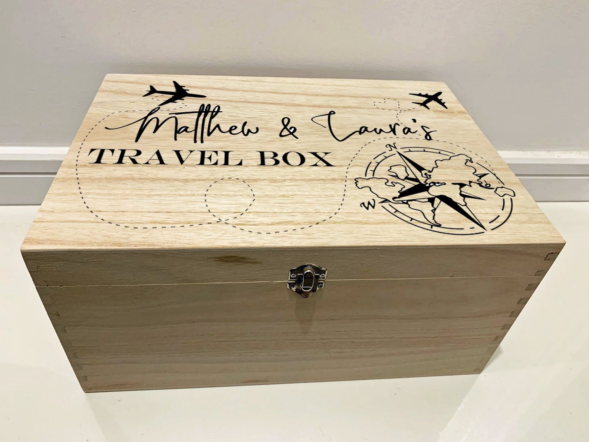 Resplendent Aurora | Personalised Travel Memory Box with Compass