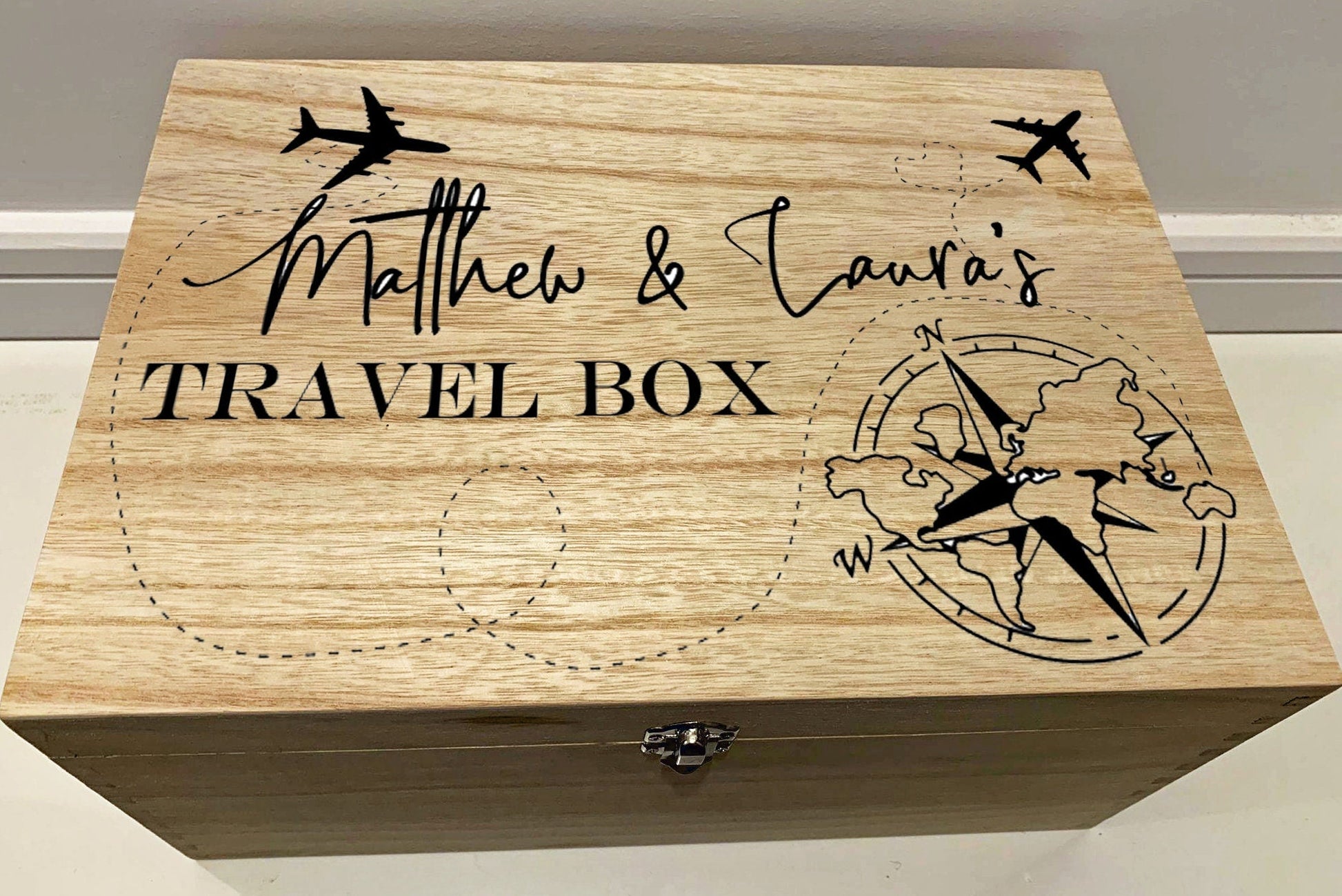 Resplendent Aurora | Personalised Travel Memory Box with Compass