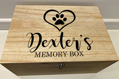 Large Personalised Engraved Wooden Pet Pawprint Memory Keepsake Box - Resplendent Aurora