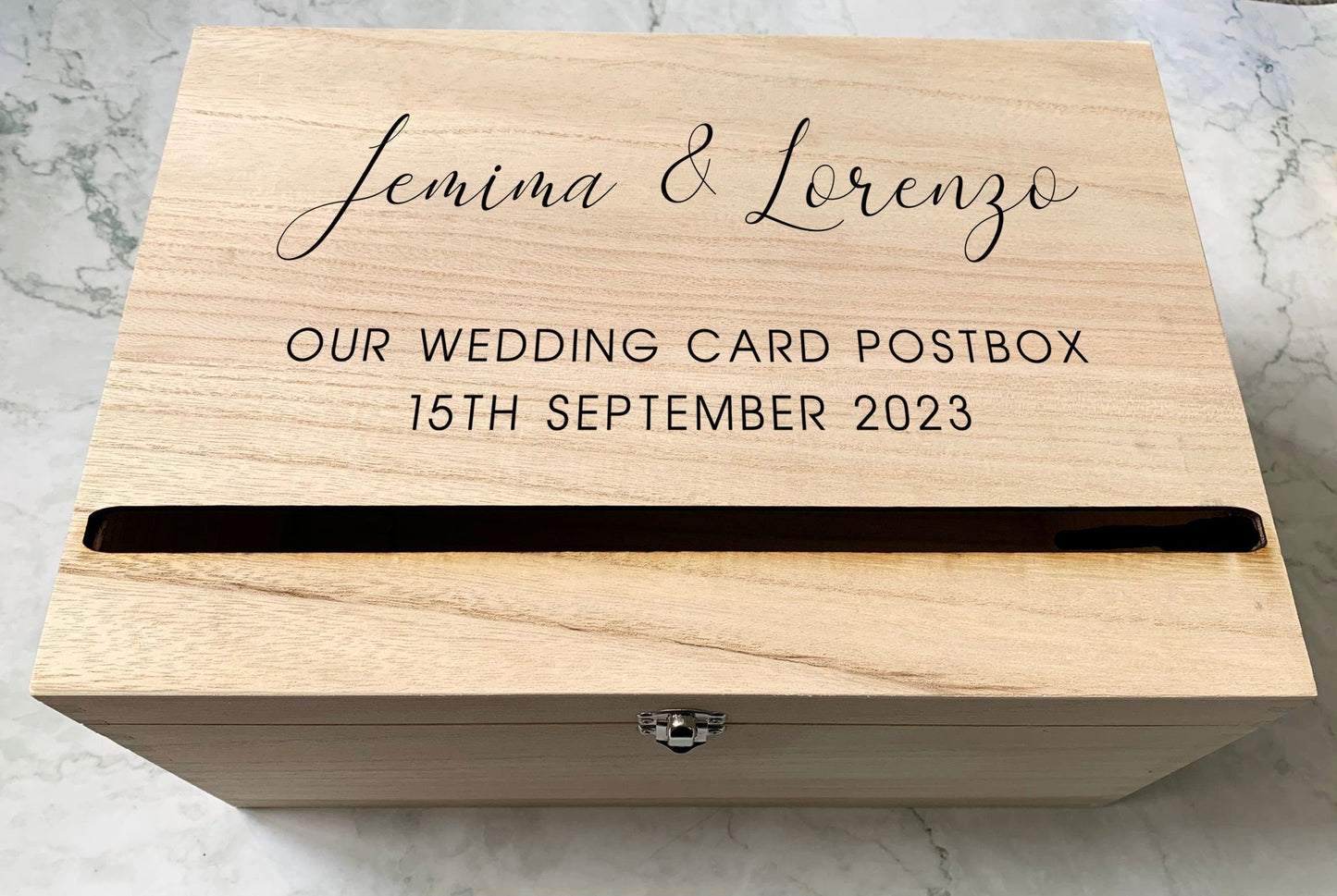 Large Personalised Engraved Wooden Wedding Card Post Box - Resplendent Aurora