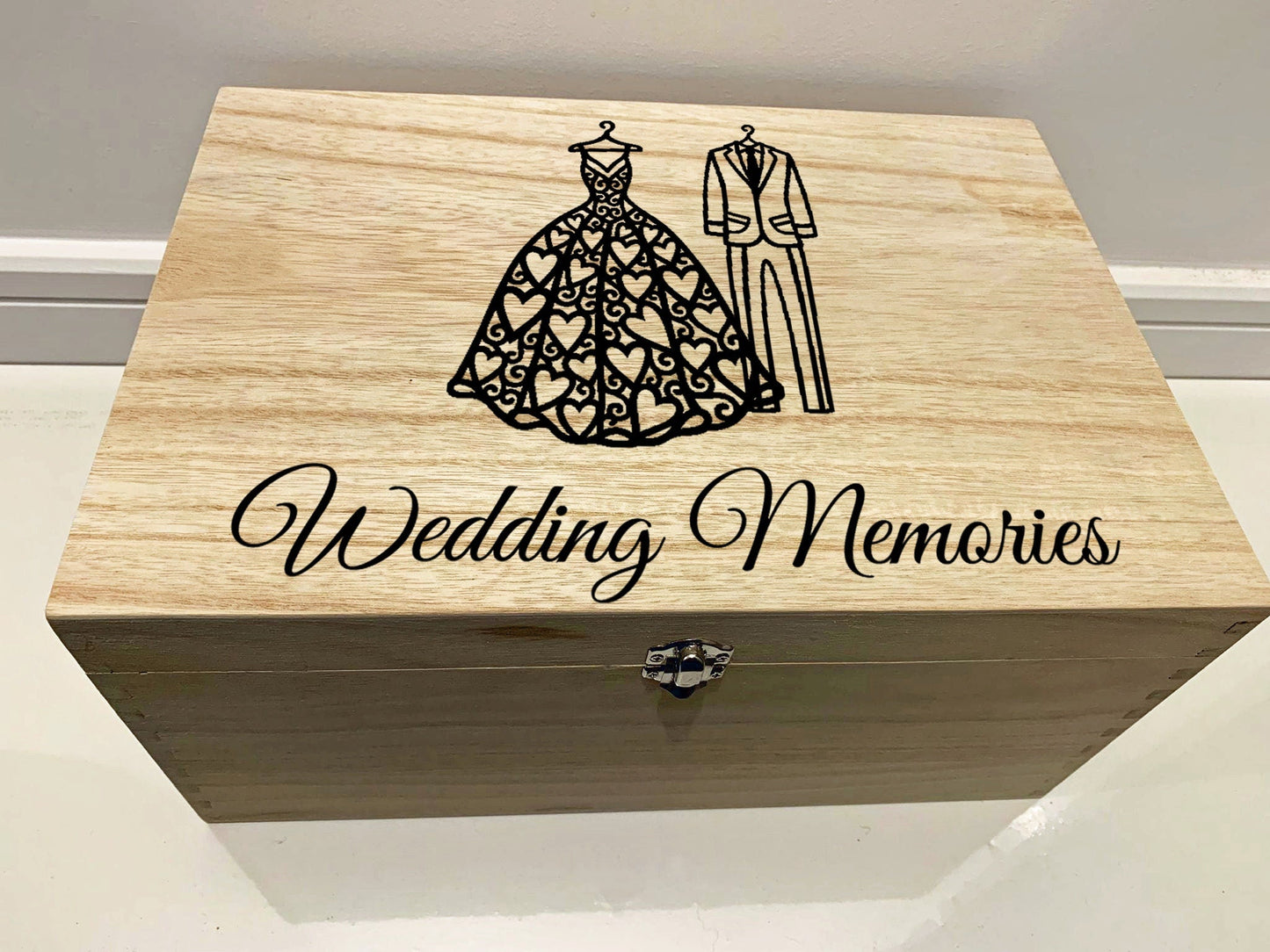 Resplendent Aurora | Personalised Wedding Keepsake Box with Dress and Suit