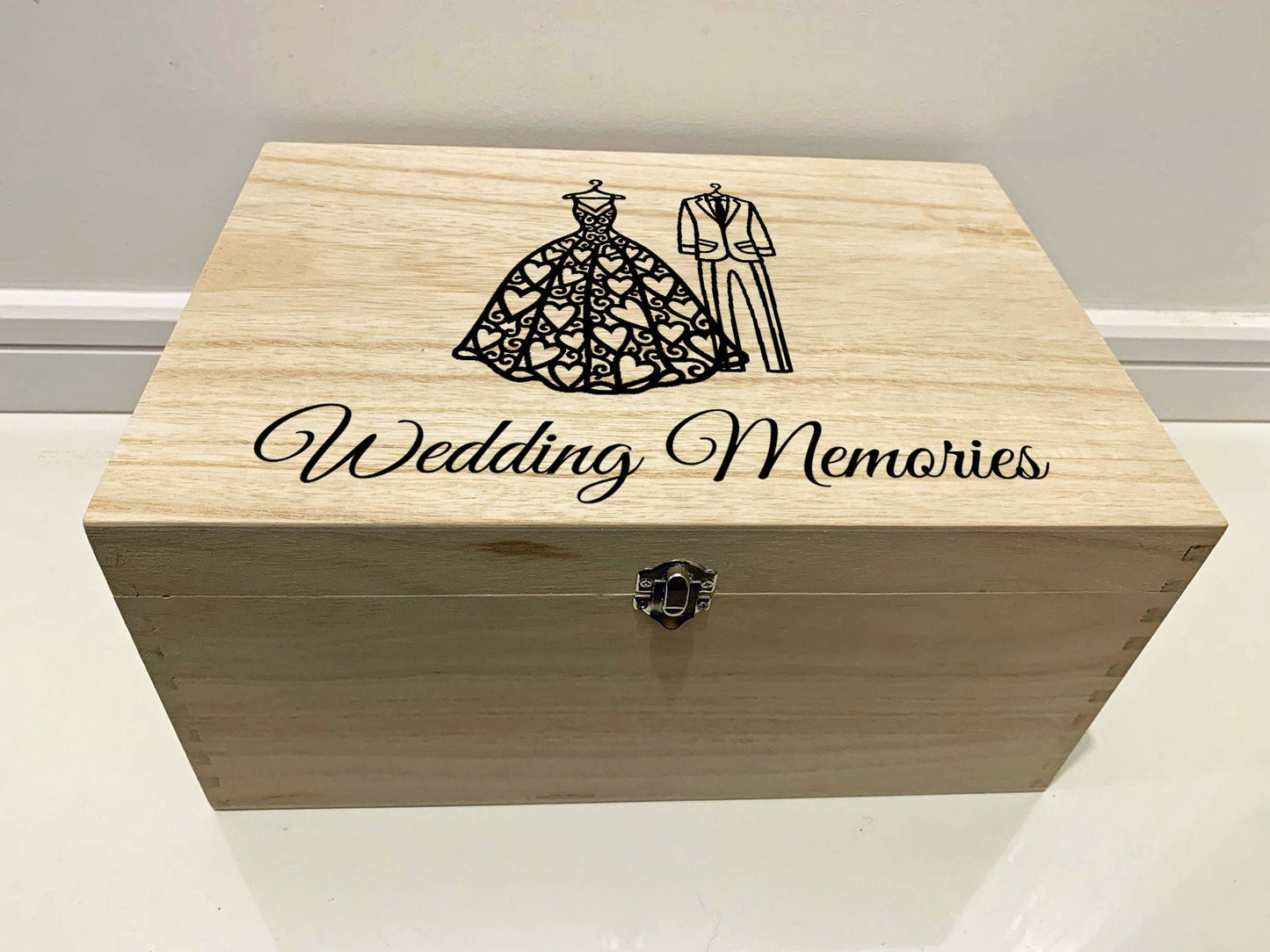 Resplendent Aurora | Personalised Wedding Keepsake Box with Dress and Suit