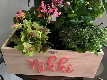 Large Personalised Wooden Hamper with Acrylic Name, Plant Pot, Gift Hamper, Gift Box - Resplendent Aurora