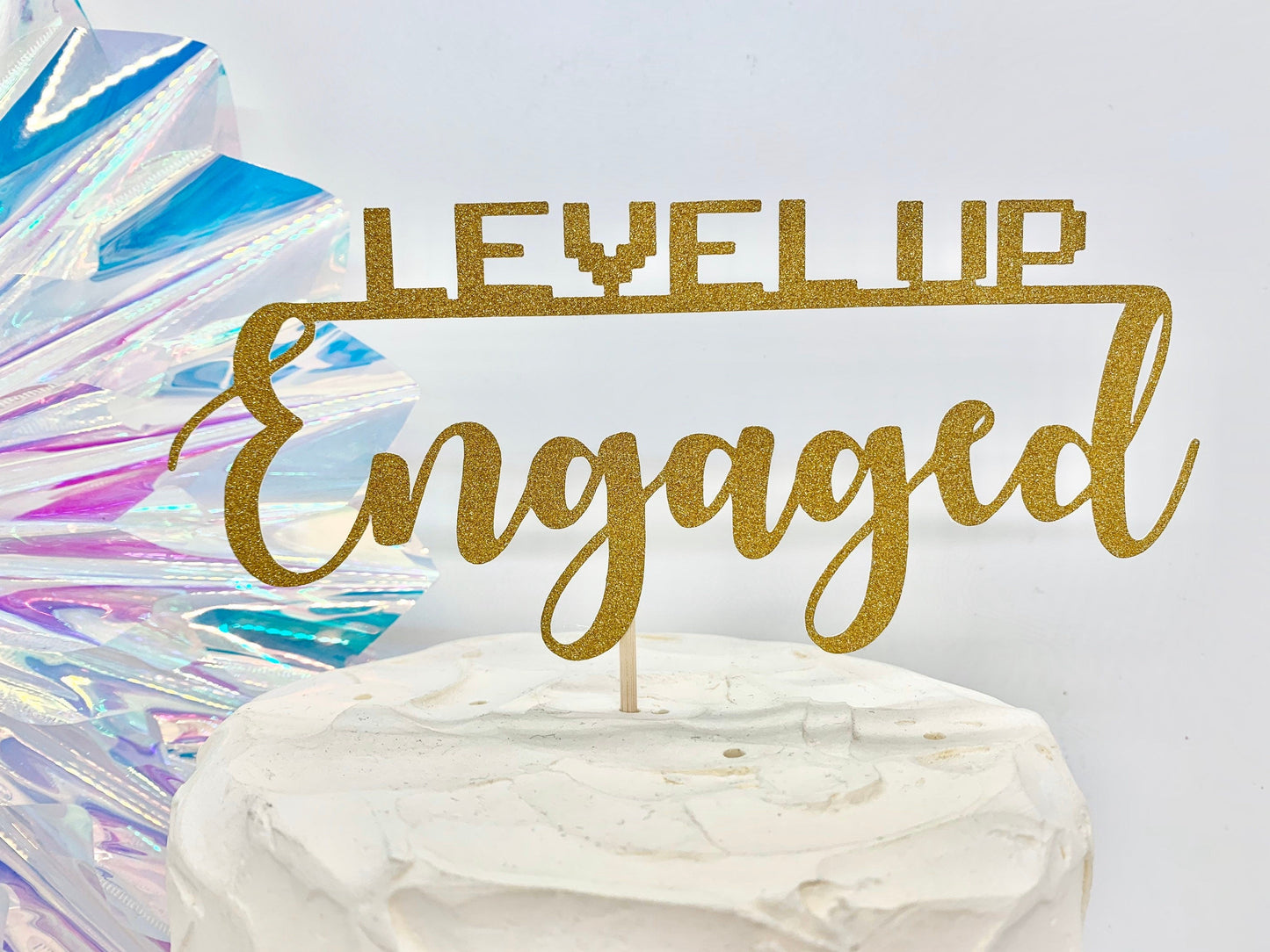 Resplendent Aurora | Level Up Engaged Gamer Engagement Cake Topper