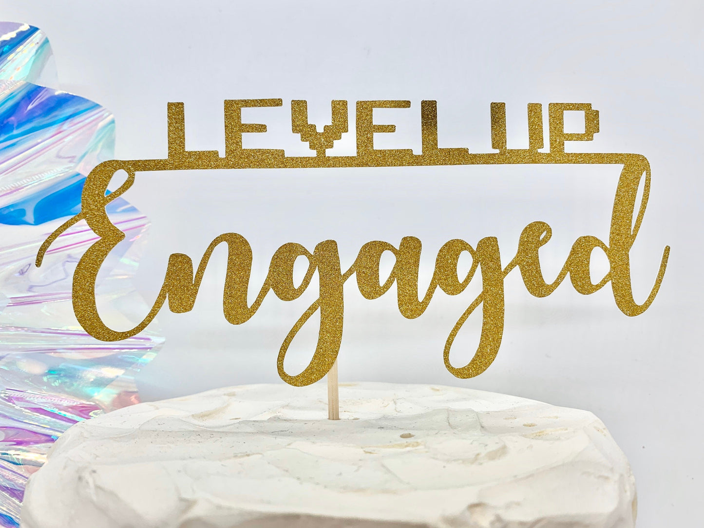 Resplendent Aurora | Level Up Engaged Gamer Engagement Cake Topper