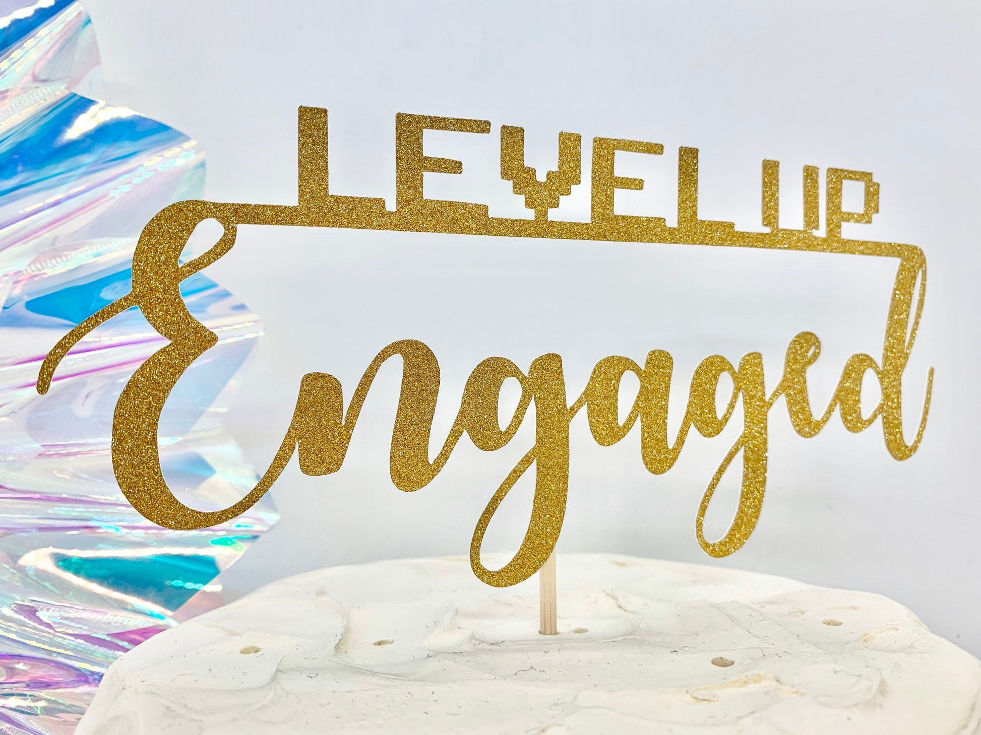 Resplendent Aurora | Level Up Engaged Gamer Engagement Cake Topper