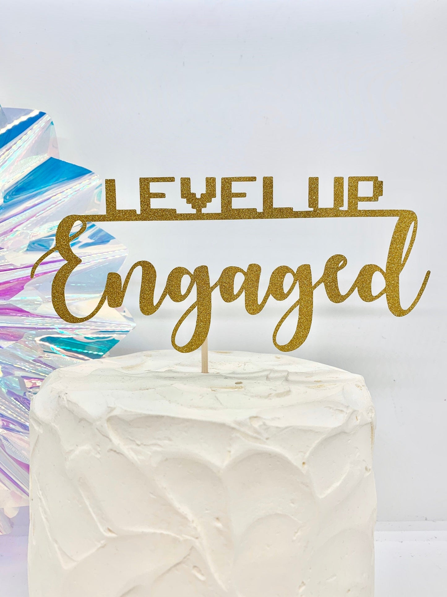 Resplendent Aurora | Level Up Engaged Gamer Engagement Cake Topper