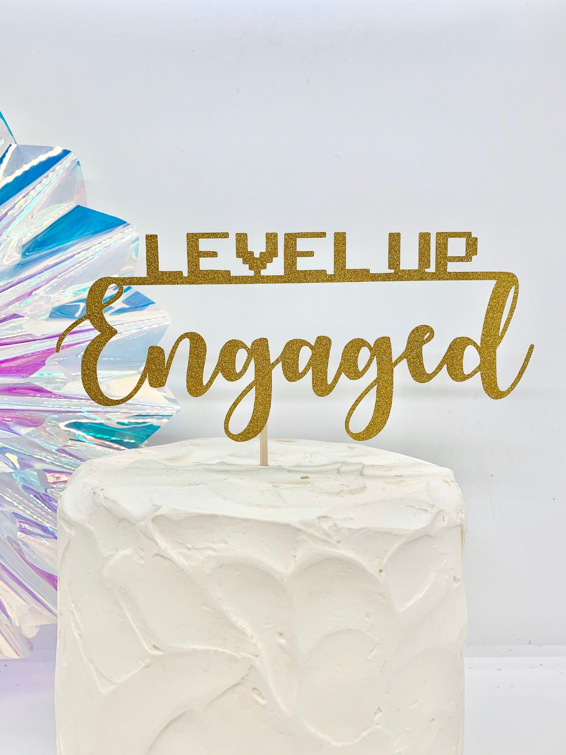 Resplendent Aurora | Level Up Engaged Gamer Engagement Cake Topper