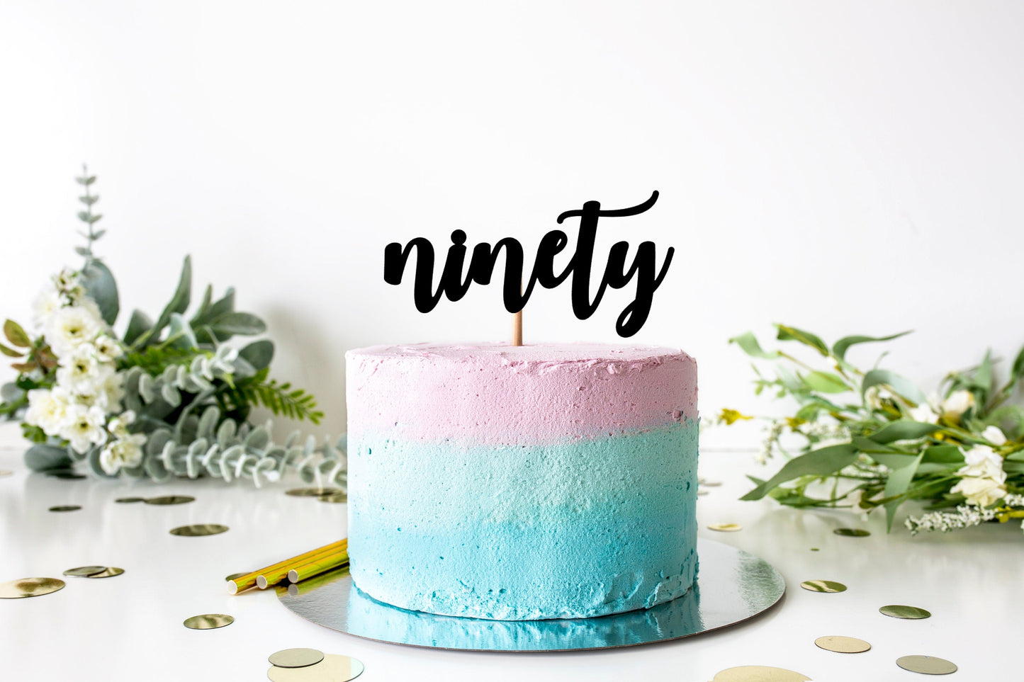 Resplendent Aurora | Ninety Age Ninetieth 90th Birthday Cake Topper