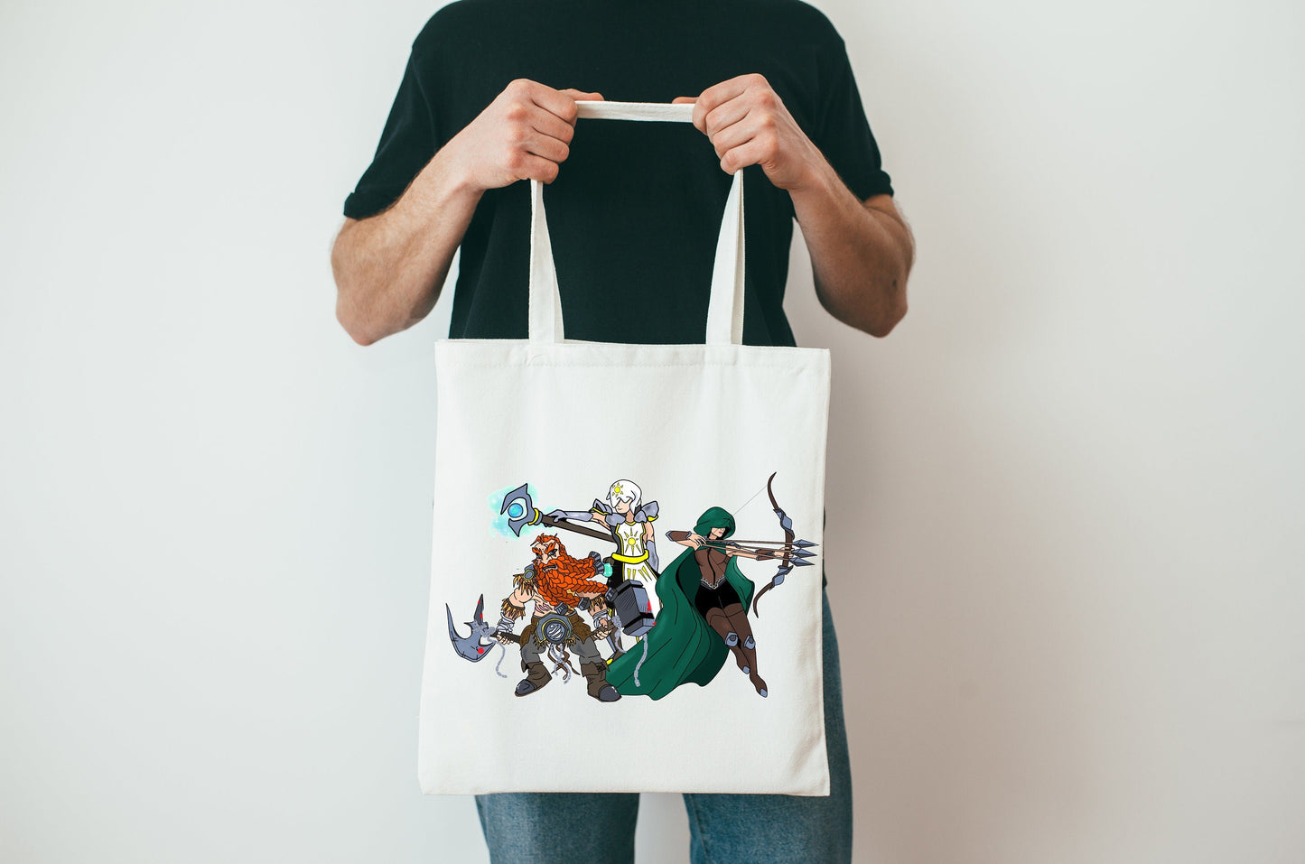 Personalised Ain't No Party, Like a D&D Party, DnD White Tote Bag - Resplendent Aurora