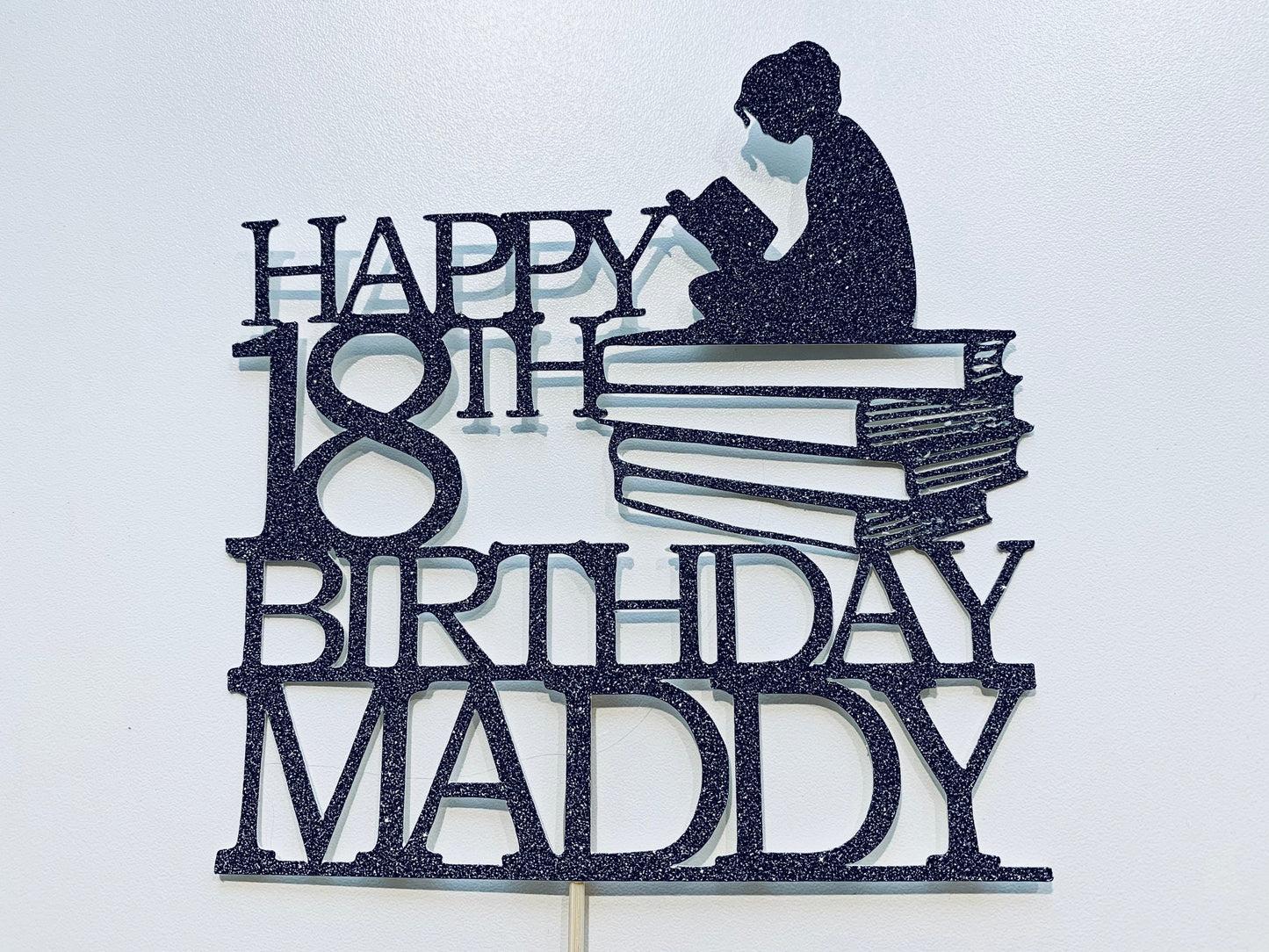 Resplendent Aurora | Personalised Bookworm Reader Happy Birthday cake topper