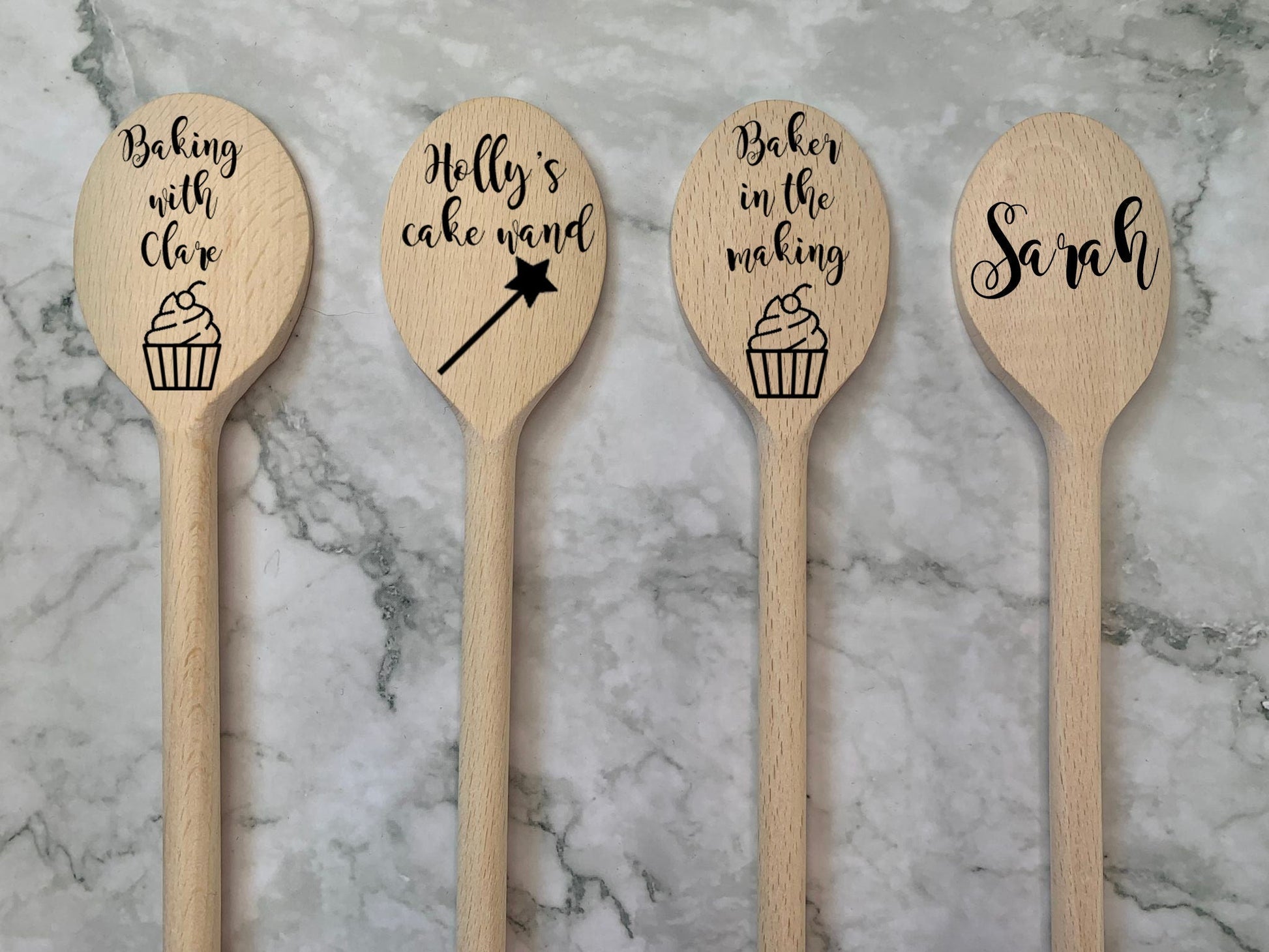 Resplendent Aurora | Personalised Cake Wand Engraved 30cm 12inch Wooden Spoon