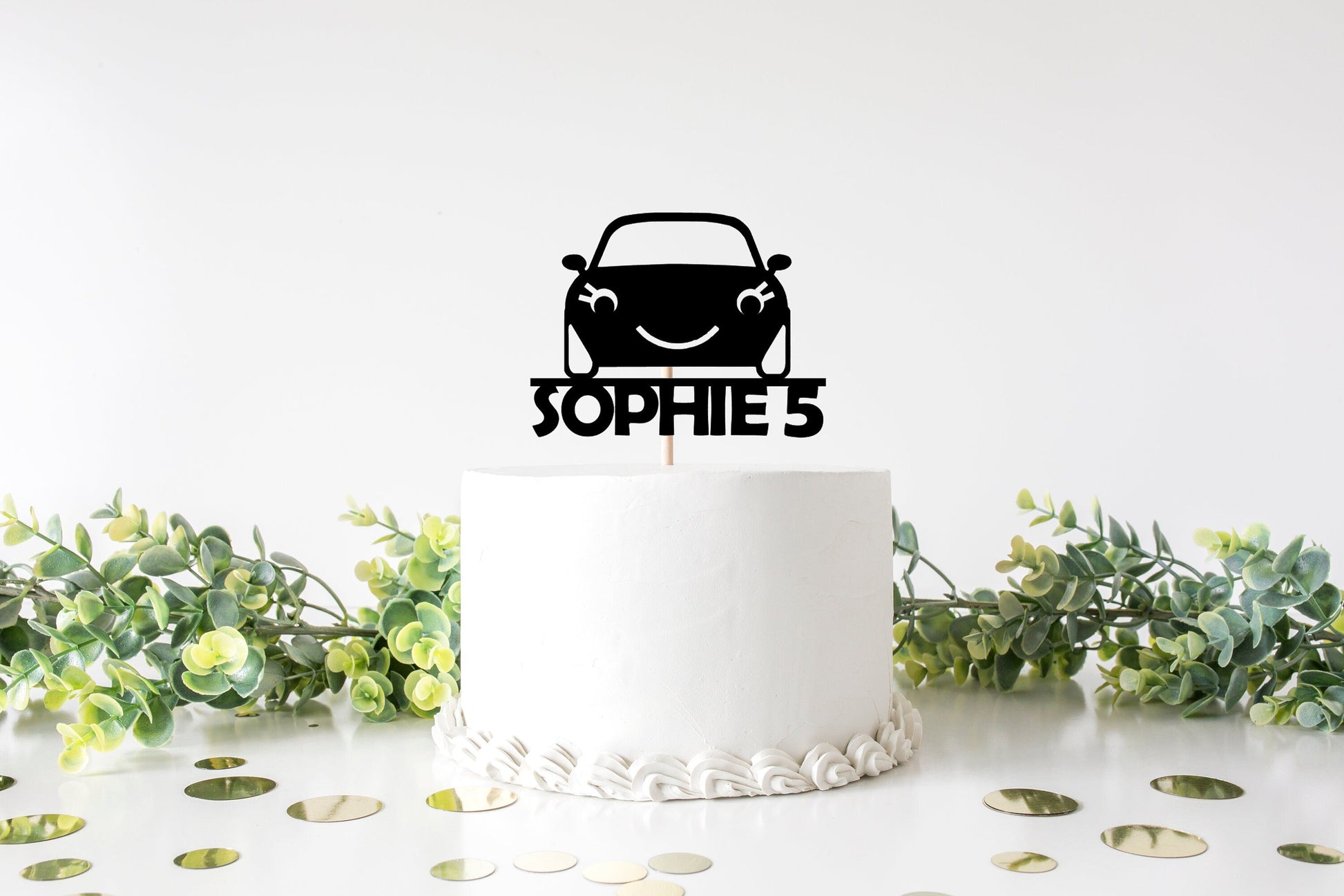 Resplendent Aurora | Personalised Car Happy Birthday cake topper