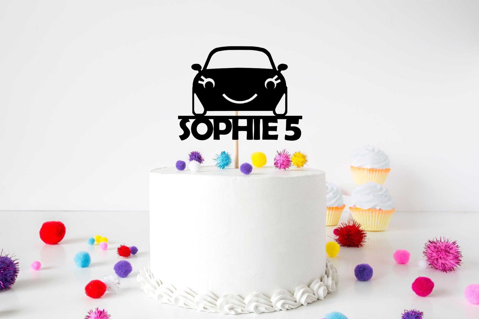 Resplendent Aurora | Personalised Car Happy Birthday cake topper