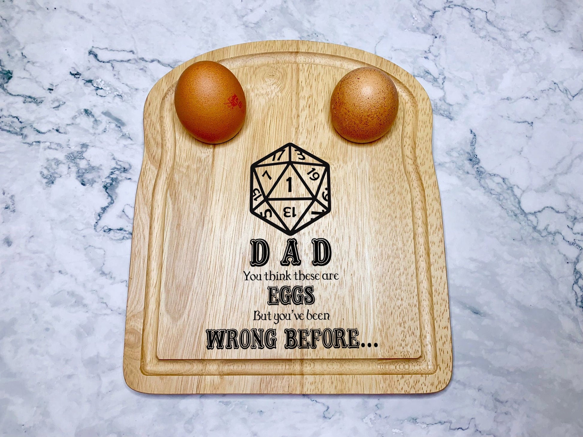 Personalised D&D Roll 1 You've Been Wrong Before Wooden Egg and Toast Board - Resplendent Aurora