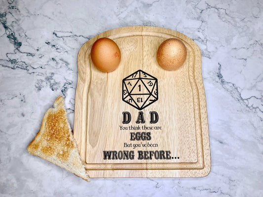 Personalised D&D Roll 1 You've Been Wrong Before Wooden Egg and Toast Board - Resplendent Aurora