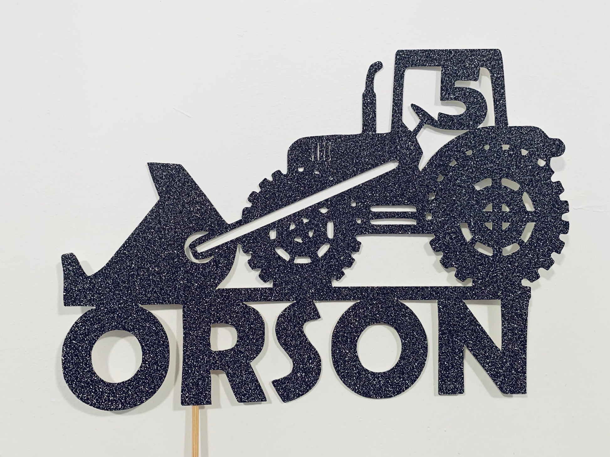 Resplendent Aurora | Personalised Digger Tractor Happy Birthday cake topper